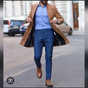 ZARA MEN'S NEW NAVY PATERNED DRESS PANTS 31 32